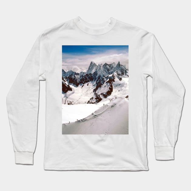 Chamonix Aiguille du Midi Mont Blanc Massif French Alps France Long Sleeve T-Shirt by Andy Evans Photos